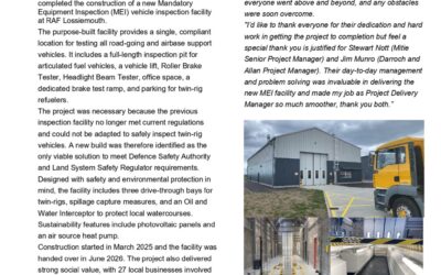 Successful Delivery of New Vehicle Inspection Facility at RAF Lossiemouth 